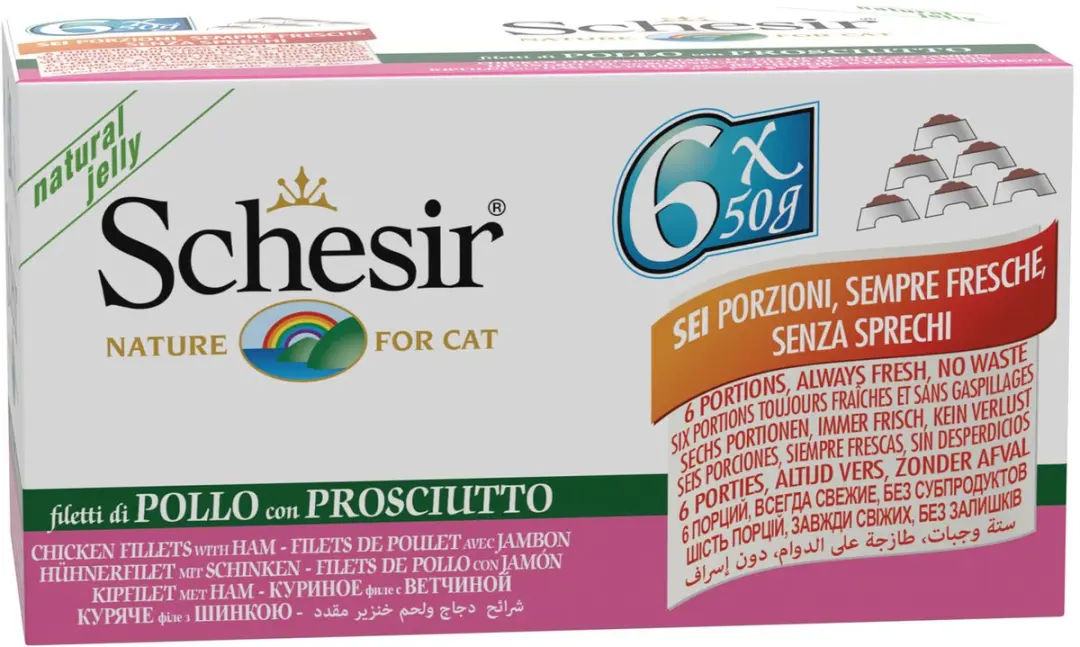 Schesir Kattenvoer Kipfilet & Ham 6x50g