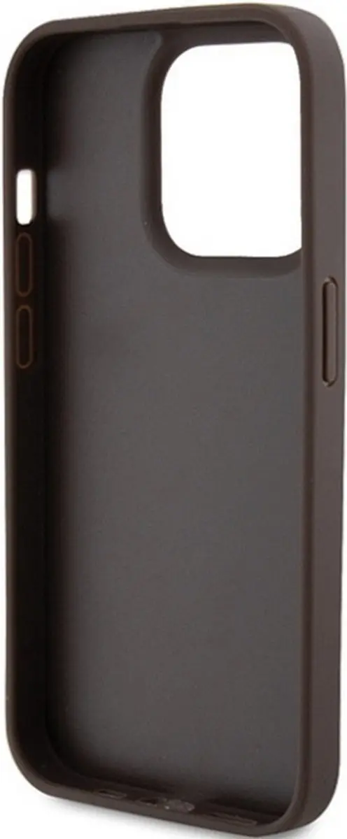 GUESS 4G Triangle Logo Hoesje iPhone 15 Pro - Bruin