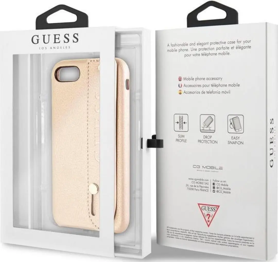 Guess Saffiano Strap Hard Case - iPhone 8 - Goud