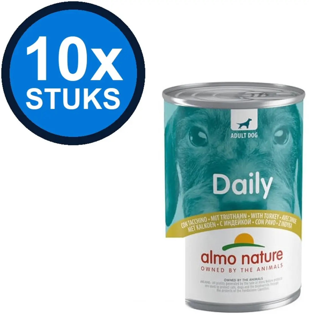 Almo Nature Daily Kalkoen Hondenvoer Natvoer Blik 400g