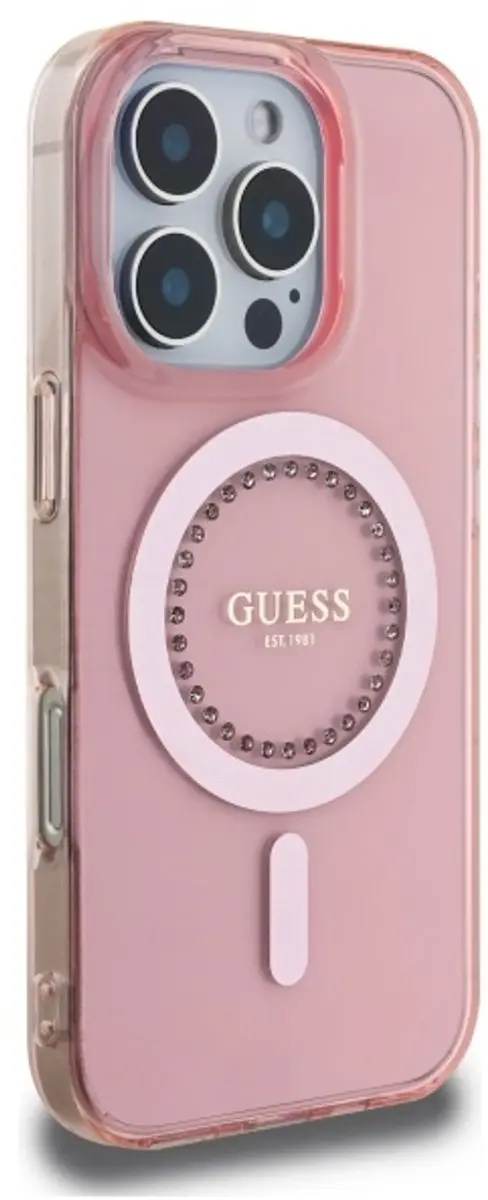 GUESS IML Hoesje iPhone 16 Pro - Roze - MagSafe
