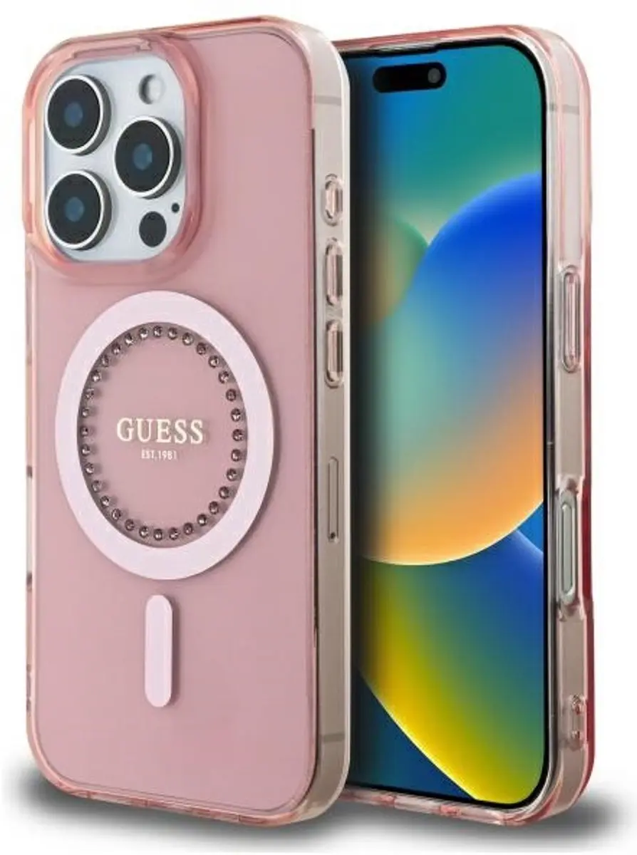 GUESS IML Hoesje iPhone 16 Pro - Roze - MagSafe