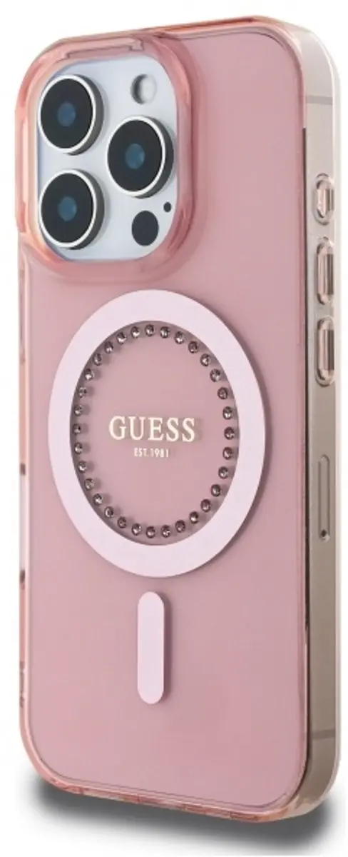 GUESS IML Hoesje iPhone 16 Pro - Roze - MagSafe