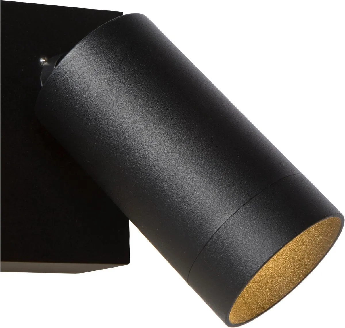 Lucide Taylor Wandspot 2xGU10 - IP54 Bewegingssensor Zwart