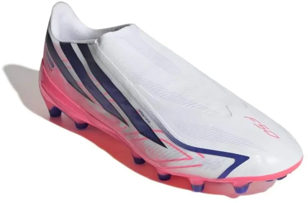 Adidas F50 Hyperfast League Laceless AG Voetbalschoenen 44 2/3 - Ftwr White/Solar Purple