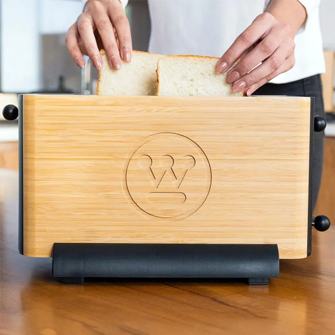 Westinghouse Bamboo Broodrooster 1400W - 2 Sandwiches - Matzwart/Bamboe