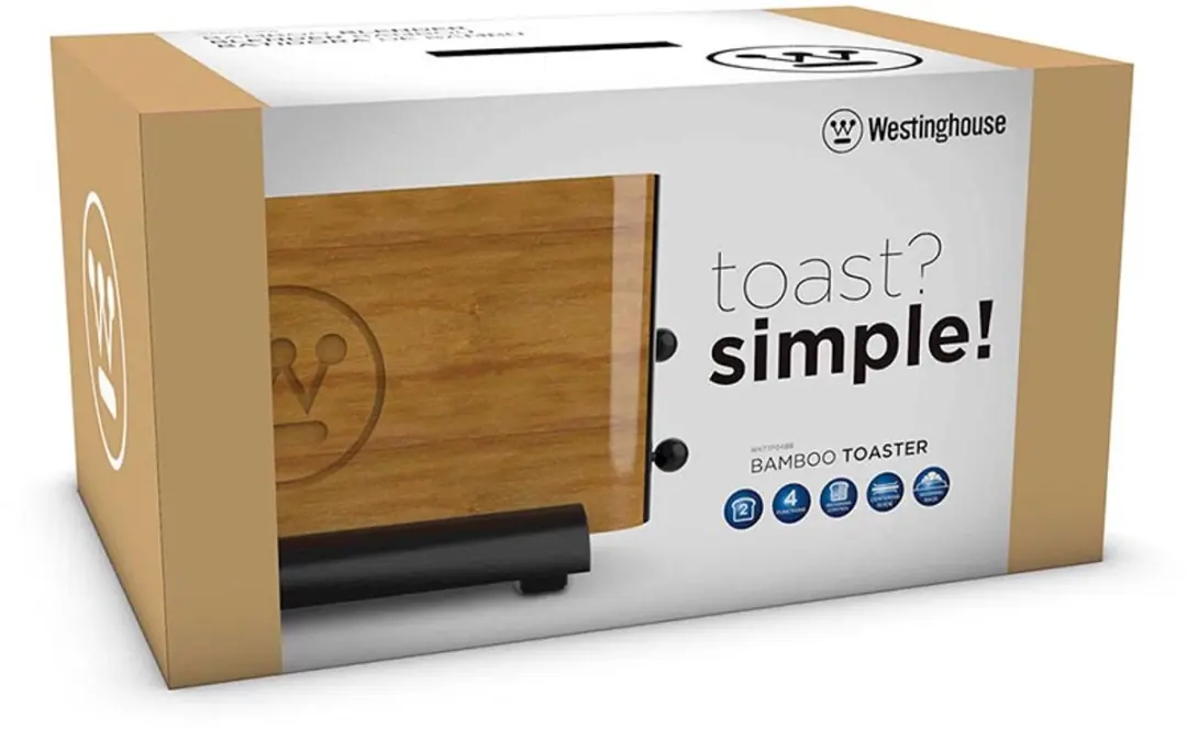 Westinghouse Bamboo Broodrooster 1400W - 2 Sandwiches - Matzwart/Bamboe