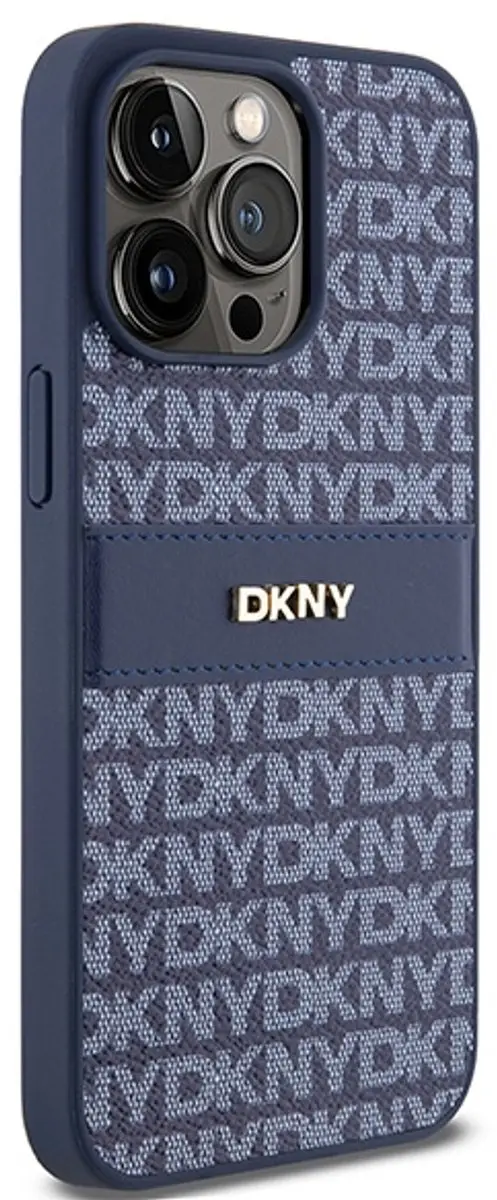 DKNY Textured Tonal Stripe Back Case - iPhone 15 Pro Max - Blauw