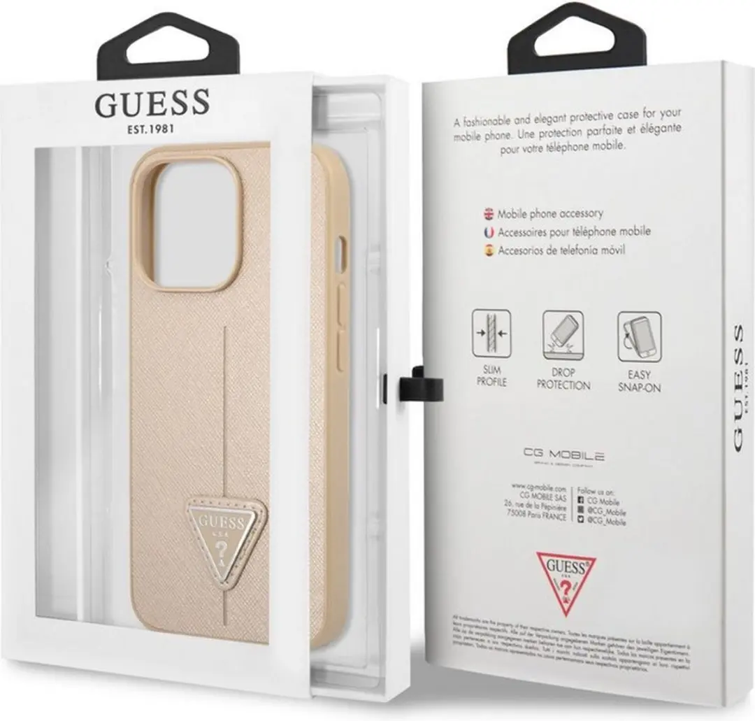 GUESS Saffiano Triangle Back Case - iPhone 13 Pro Beige