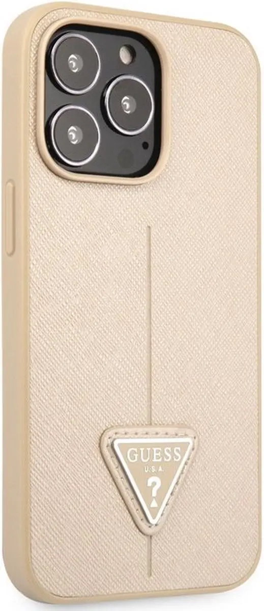 GUESS Saffiano Triangle Back Case - iPhone 13 Pro Beige