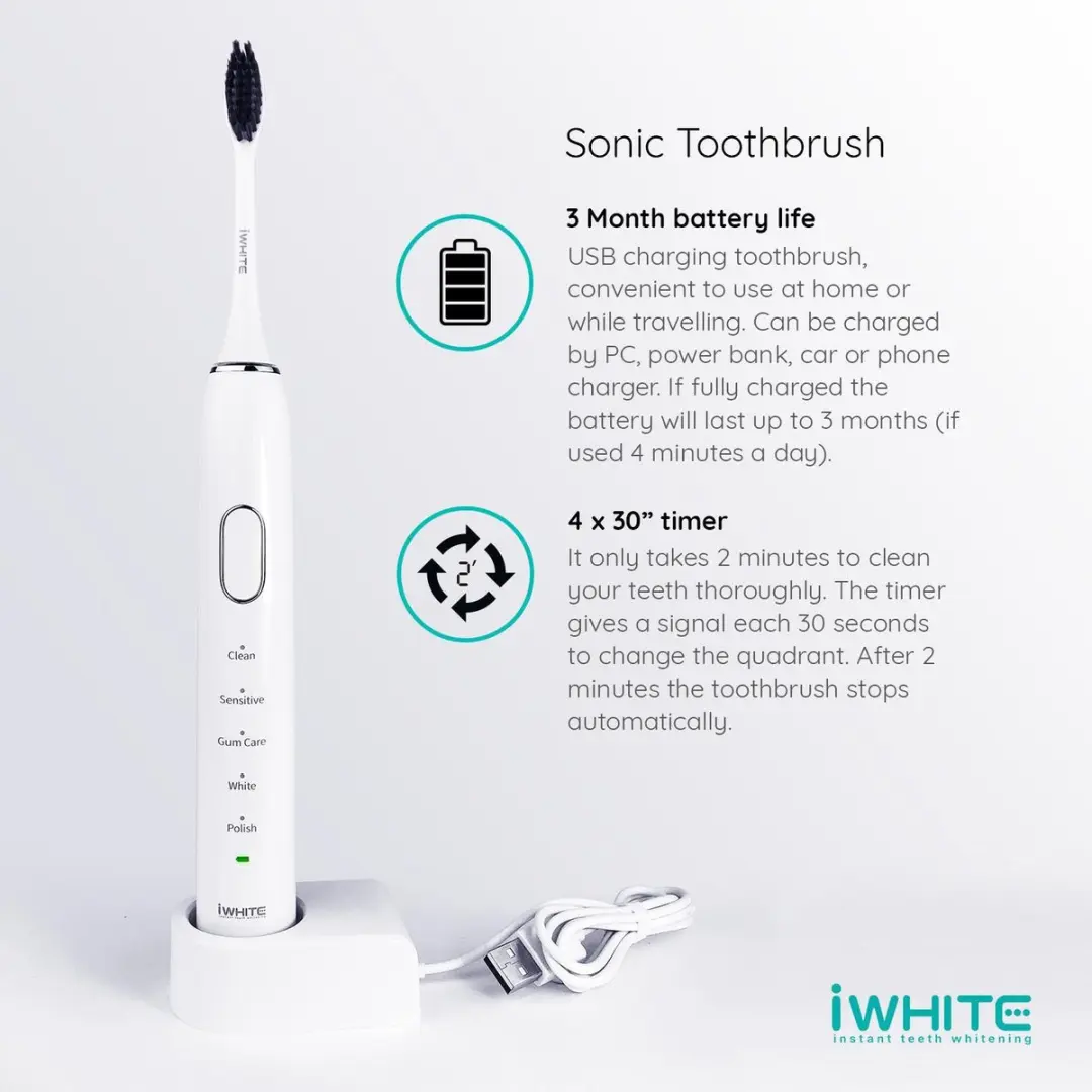 iWhite Sonic IWE-500-0004 Tandenborstel - 5 Snelheden - Wit