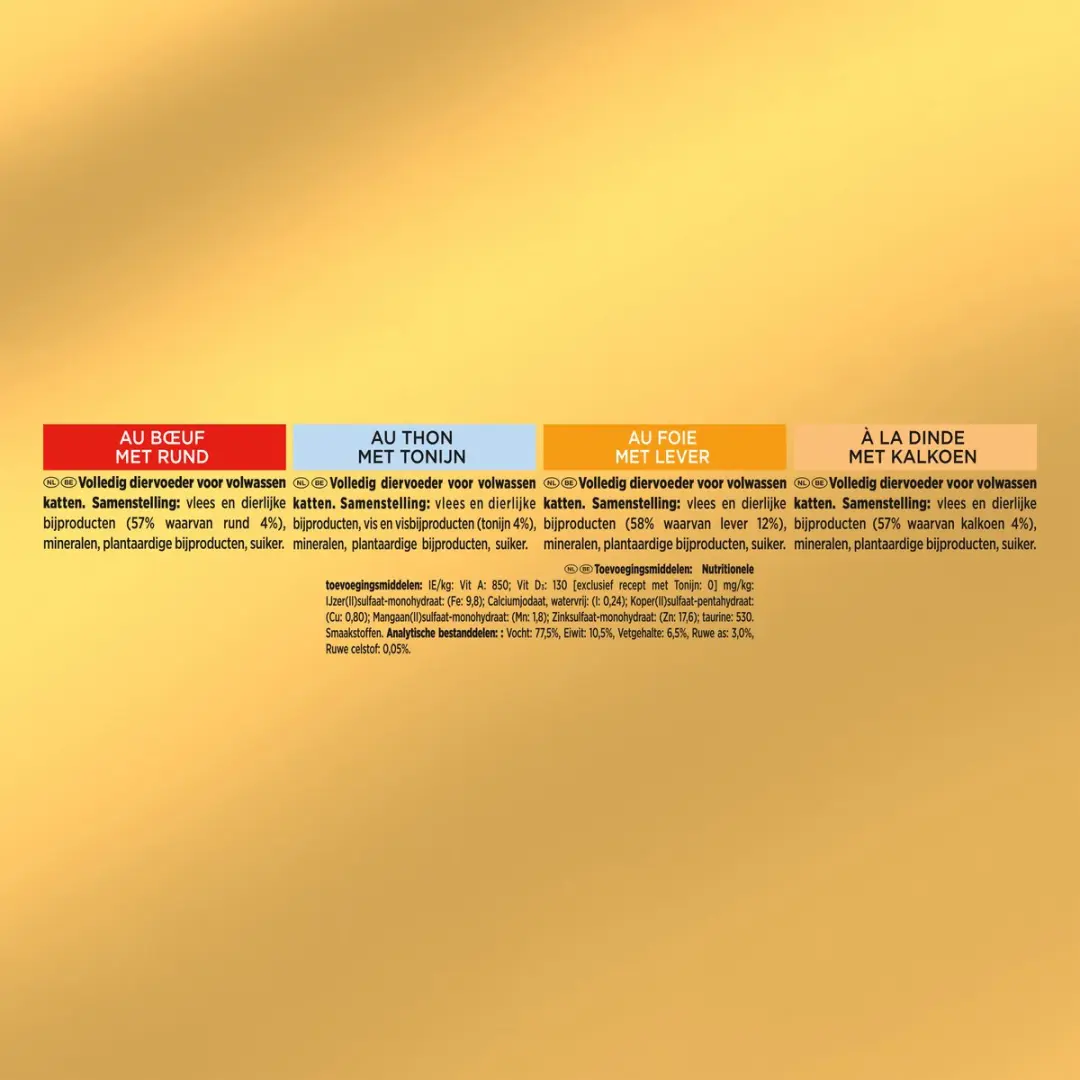 Gourmet Gold Mousse Kattenvoer Natvoer - 48x85g - Tonijn/Lever/Kalkoen/Rund