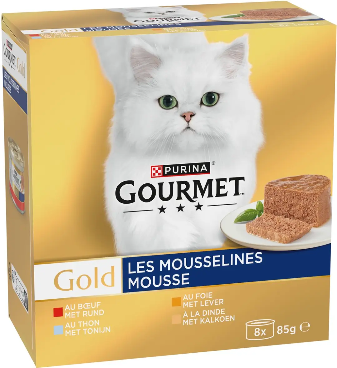 Gourmet Gold Mousse Kattenvoer Natvoer - 48x85g - Tonijn/Lever/Kalkoen/Rund