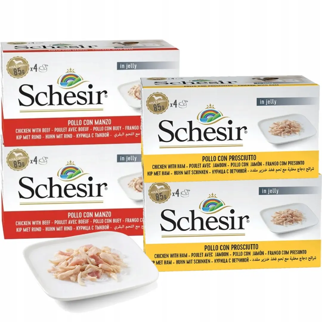 Schesir Hond Blik Multipack 4x85g Kip&Rund