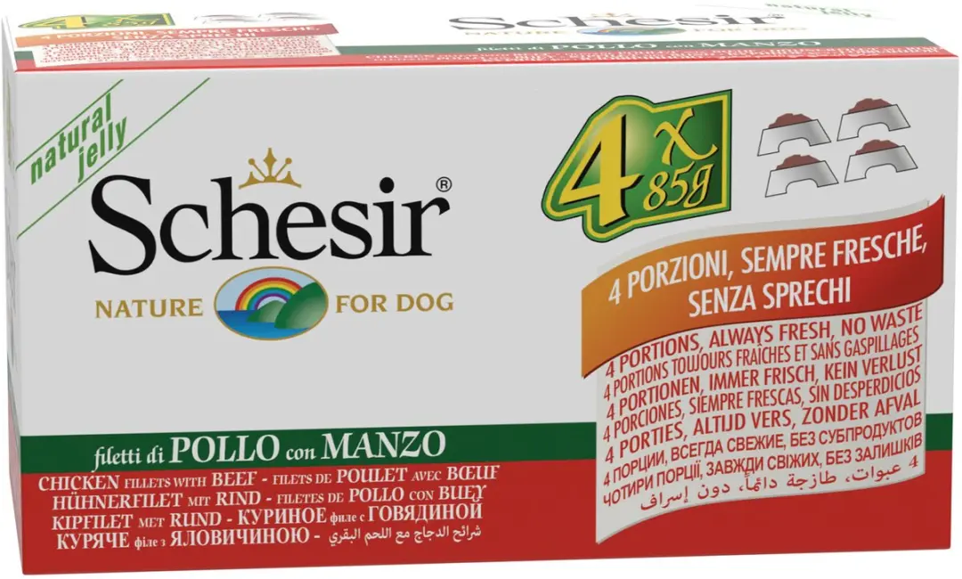 Schesir Hond Blik Multipack 4x85g Kip&Rund