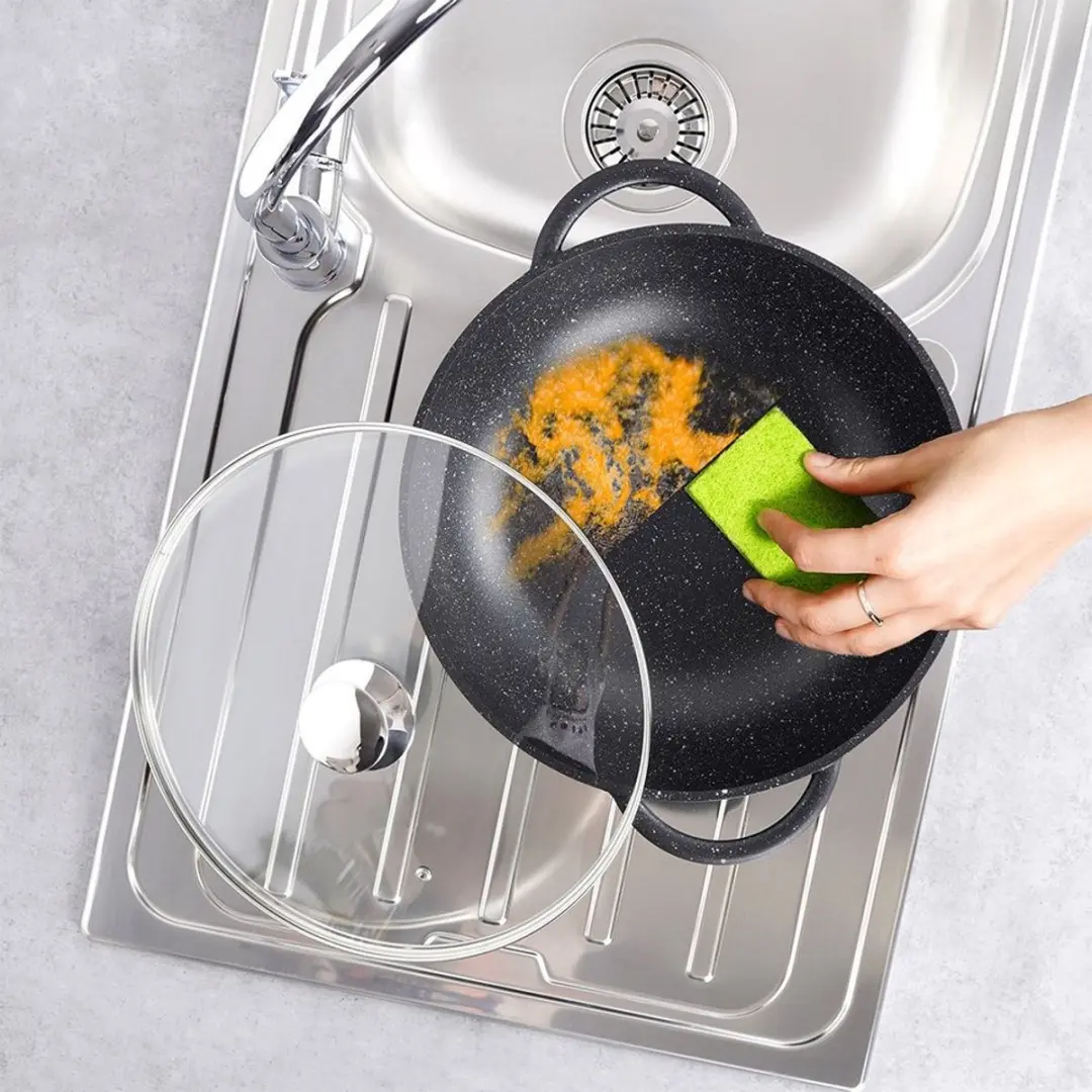 Orion Grande Wokpan 32cm - Graniet Antiaanbaklaag - Zwart