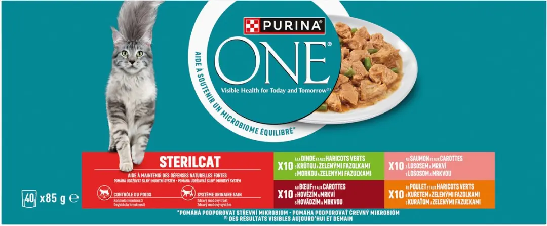 Purina ONE Sterilcat Natvoer Kat - 40 x 85g - Zalm/Kalkoen/Rund/Kip