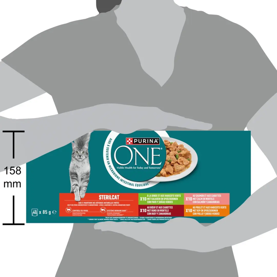 Purina ONE Sterilcat Natvoer Kat - 40 x 85g - Zalm/Kalkoen/Rund/Kip
