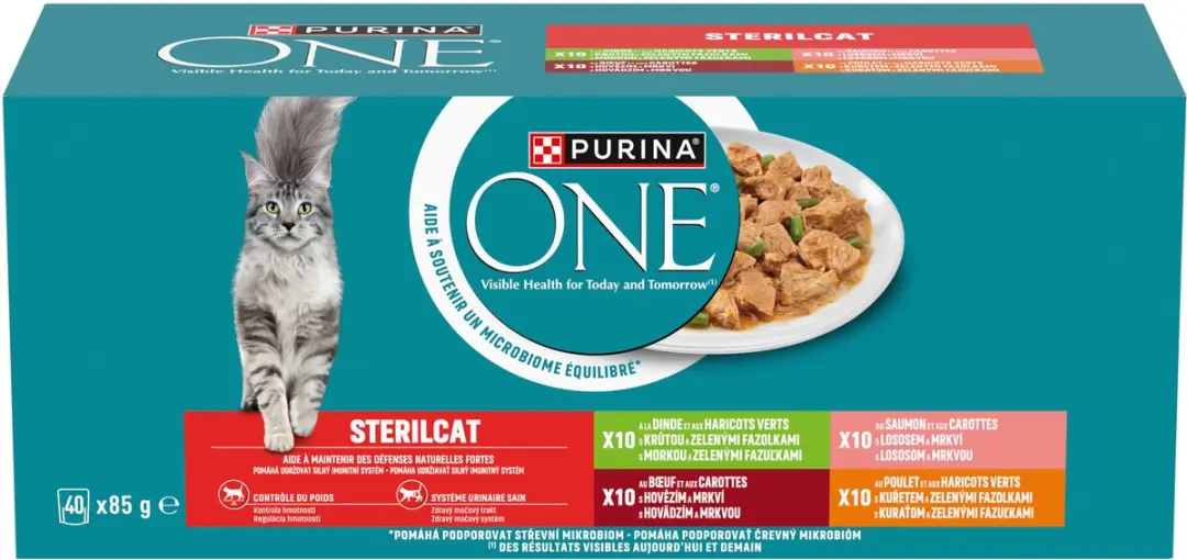Purina ONE Sterilcat Natvoer Kat - 40 x 85g - Zalm/Kalkoen/Rund/Kip