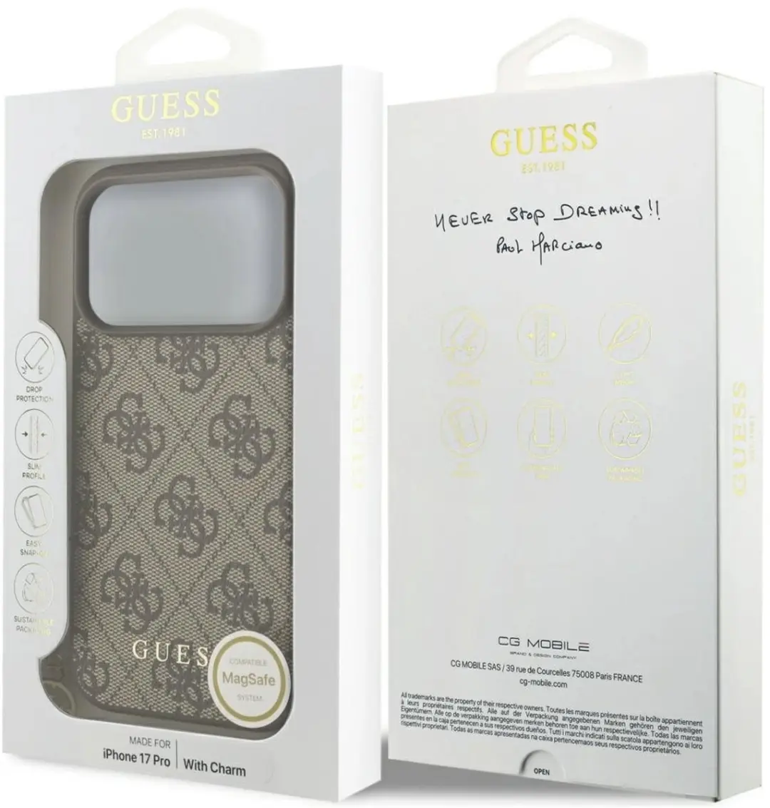 GUESS 4G Charm Backcover iPhone 17 Pro - Bruin
