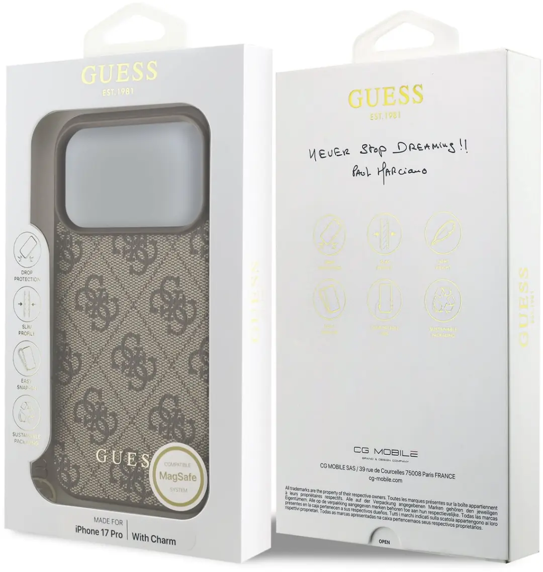 GUESS 4G Charm Backcover iPhone 17 Pro - Bruin