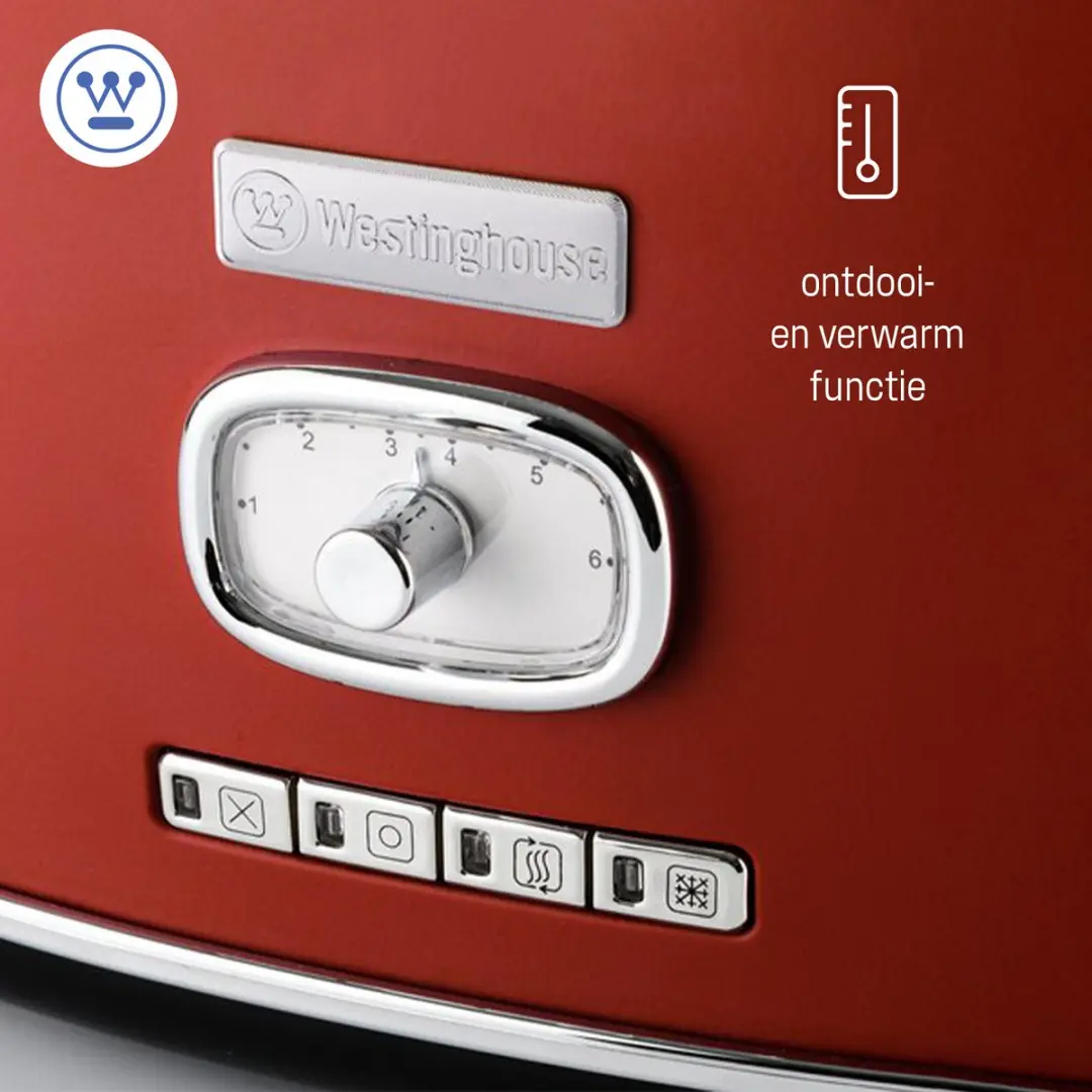 Westinghouse WKTTB857RD Broodrooster 2 Sneden - 815W - Rood
