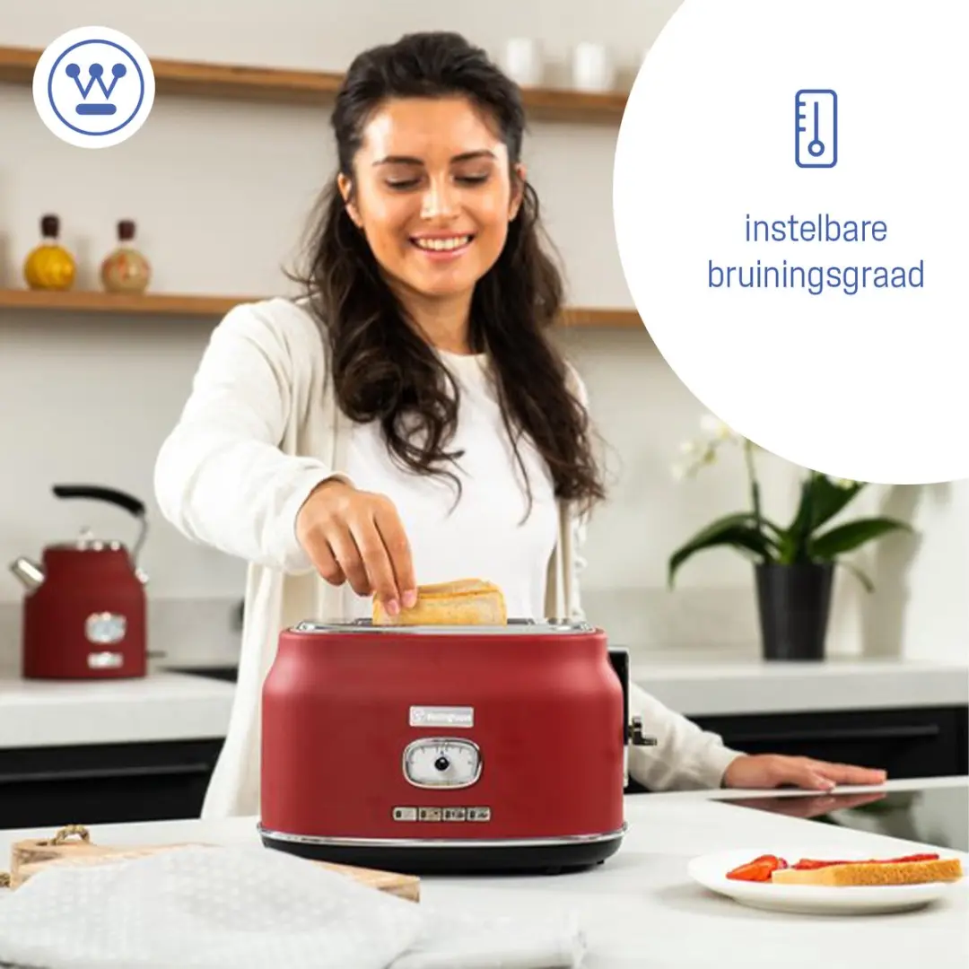 Westinghouse WKTTB857RD Broodrooster 2 Sneden - 815W - Rood