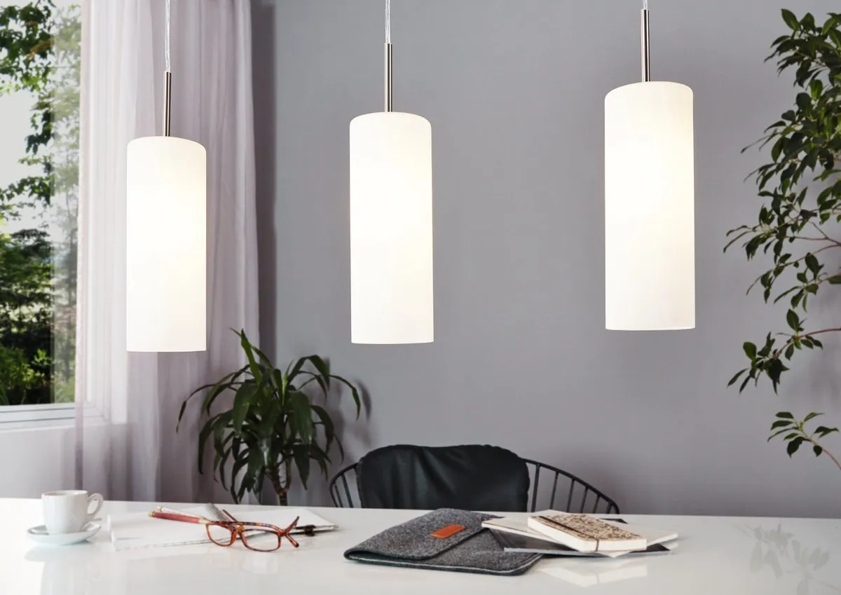 Eglo Troy 3 Hanglamp - 3 Lichts - Nikkel-Mat - Wit/Grijs - afbeelding 6 van 6