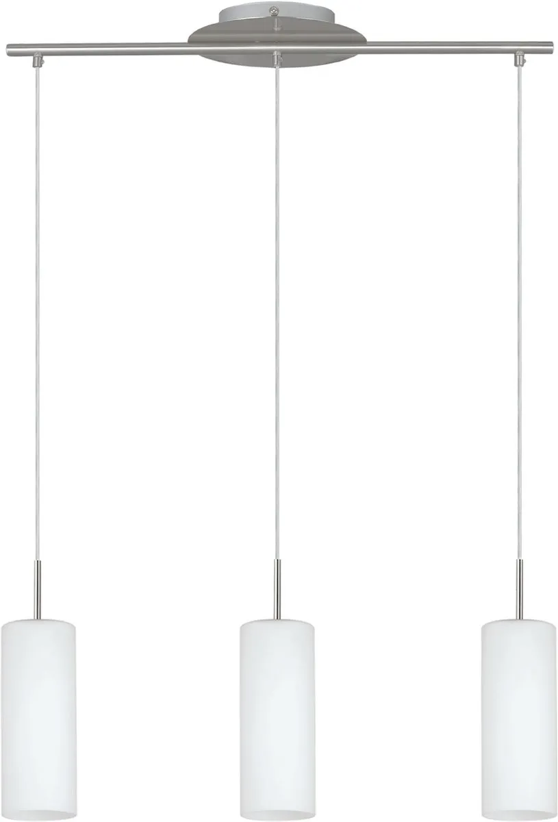 Eglo Troy 3 Hanglamp - 3 Lichts - Nikkel-Mat - Wit/Grijs