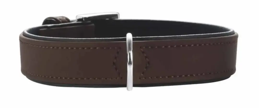 Hunter Halsband voor Hond Softie Kunstleder Nubuck Bruin/Zwart 32-40cm