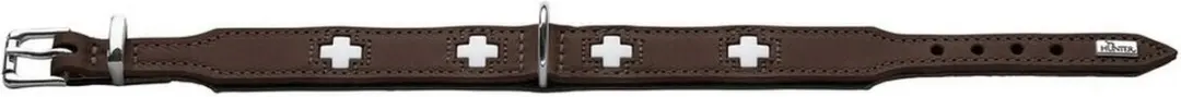 Hunter Hondenhalsband Swiss Nappa Bruin/Zwart 37x2,6cm