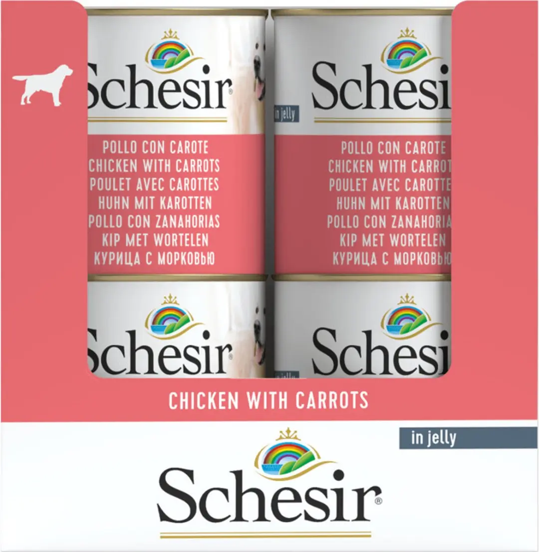 Schesir Hond Blik Gelei 285g - Kip & Wortel - 16 Stuks