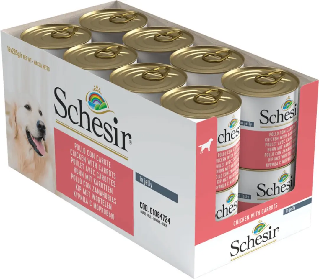 Schesir Hond Blik Gelei 285g - Kip & Wortel - 16 Stuks