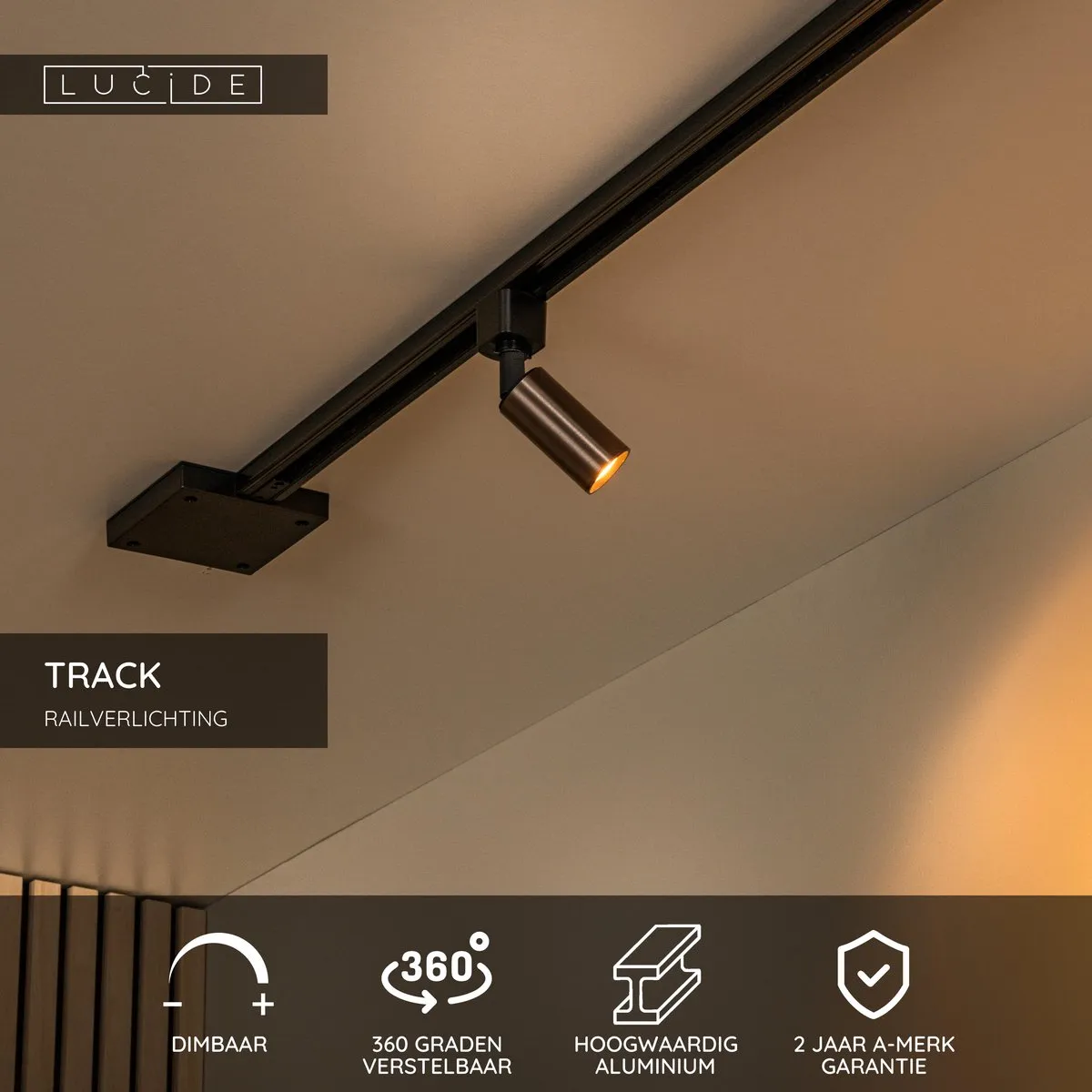 Lucide Track Ritmo Railspot GU10 Koffie