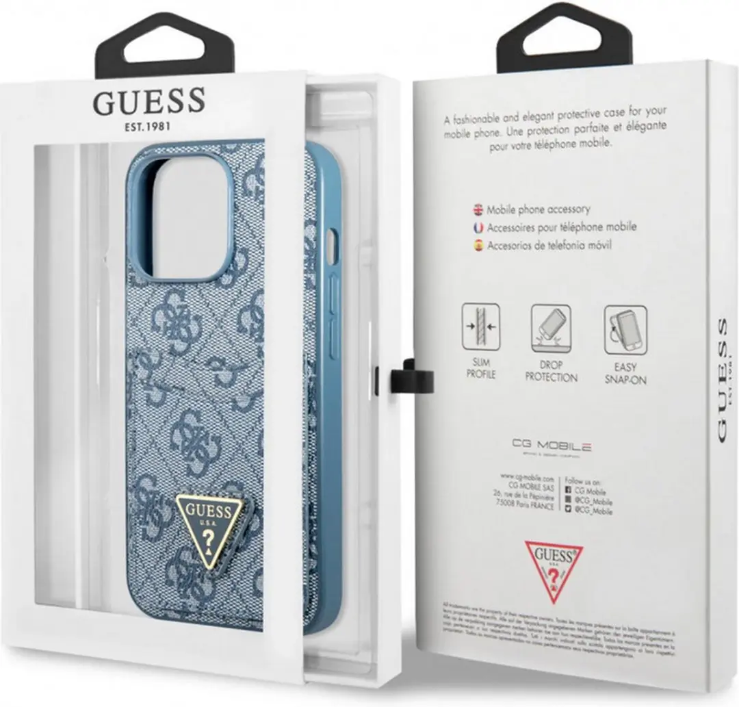 GUESS 4G Double Card Back Case iPhone 13 Pro - Blauw