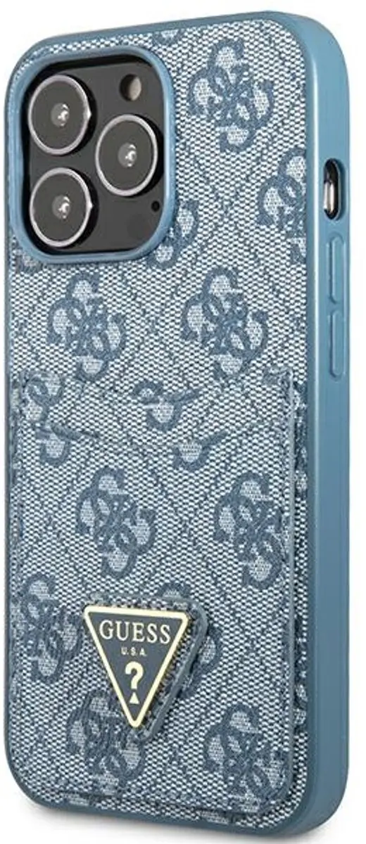 GUESS 4G Double Card Back Case iPhone 13 Pro - Blauw