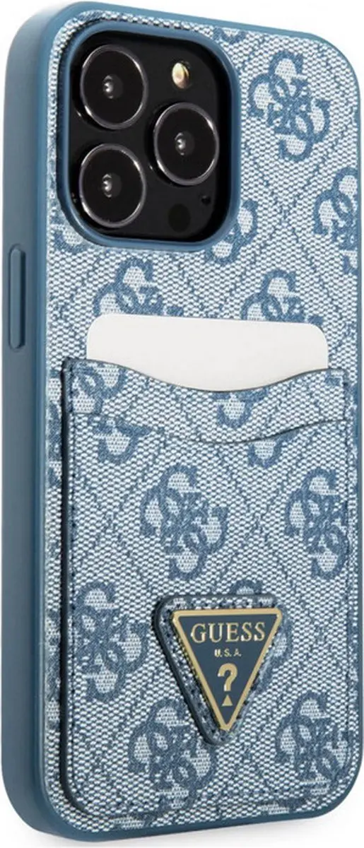 GUESS 4G Double Card Back Case iPhone 13 Pro - Blauw