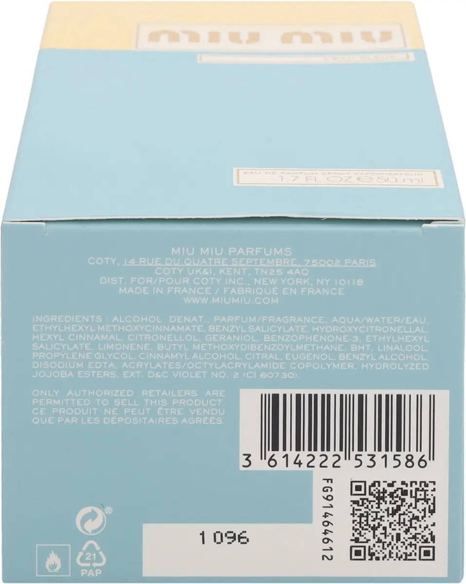 Miu Miu L'eau Bleue Eau de Parfum 50ml