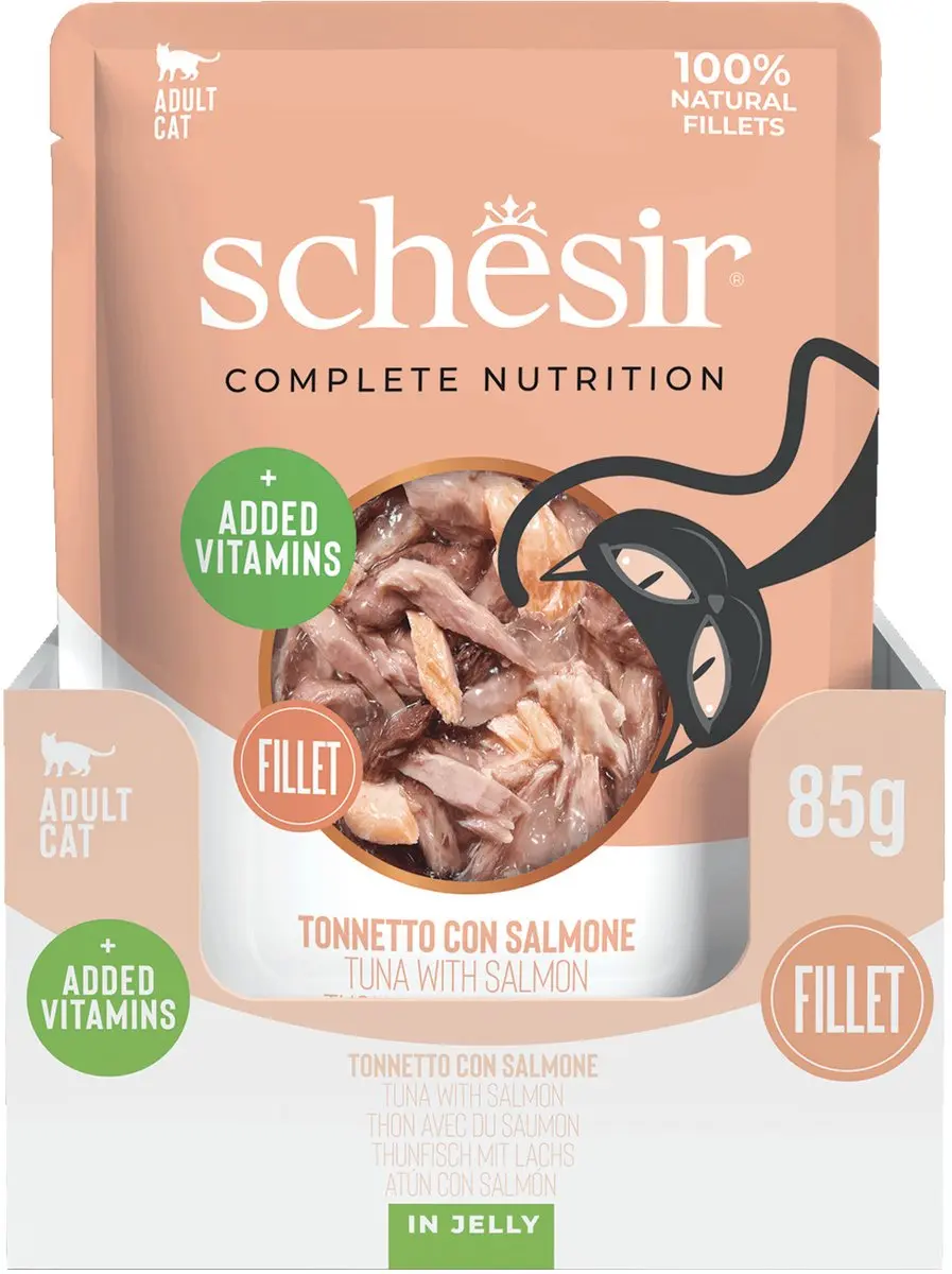 Schesir Kattenvoer Tonijn & Zalm in Gelei 85g