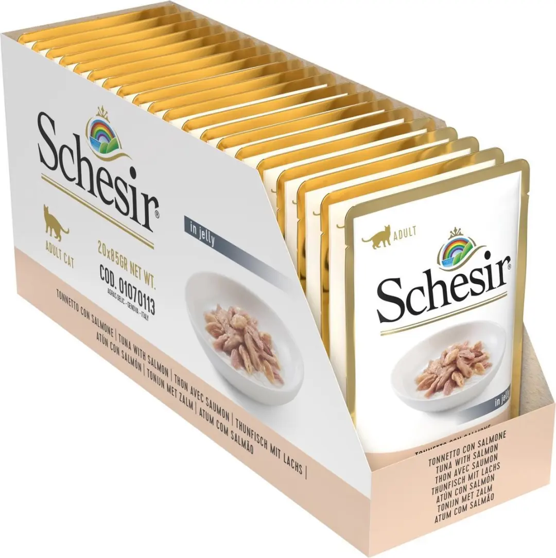 Schesir Kattenvoer Tonijn & Zalm in Gelei 85g - afbeelding 6 van 6