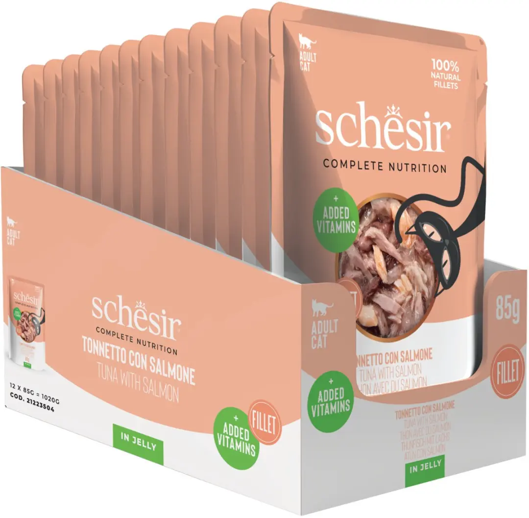 Schesir Kattenvoer Tonijn & Zalm in Gelei 85g
