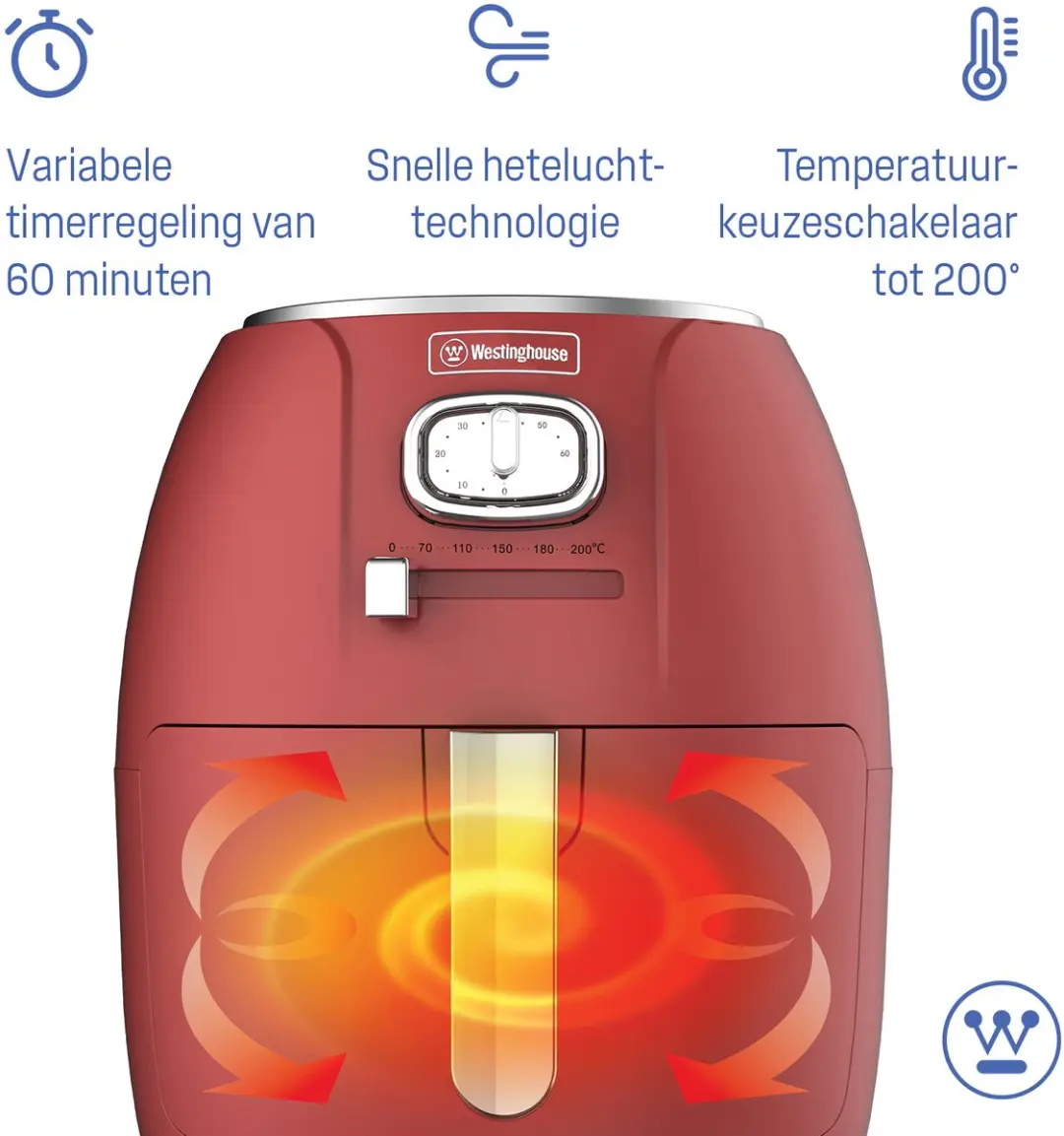 Westinghouse Retro Airfryer 1500W 4L - Rood