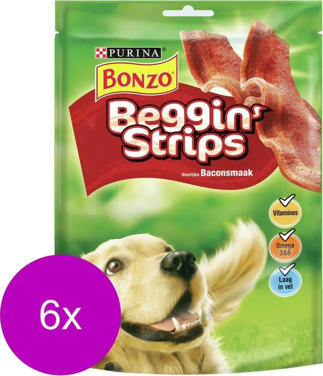 Bonzo Beggin Strips Bacon Hondensnacks - 6x120g
