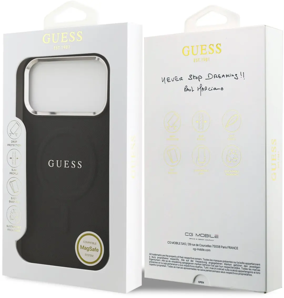 GUESS PU Saffiano Backcover iPhone 17 Pro Max - MagSafe - Zwart