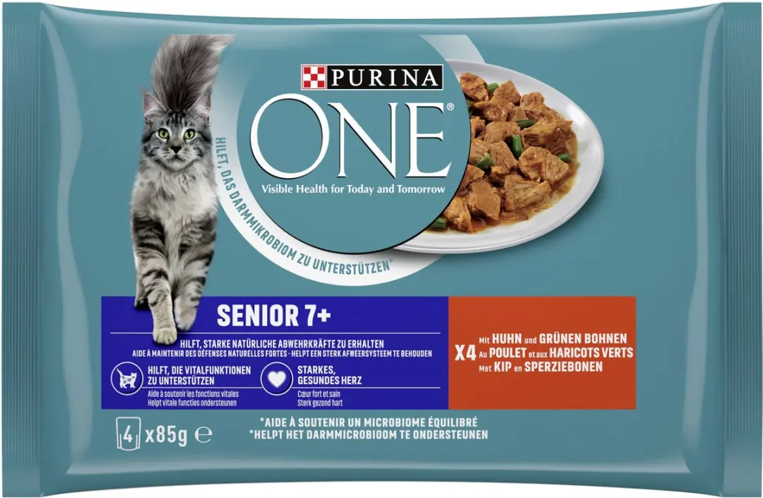 Purina ONE Senior 7+ Natvoer Kip - 48 Stuks (12x4x85g)