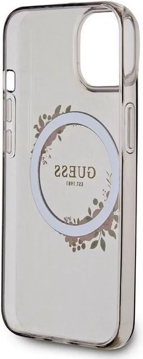 GUESS Glossy Ring Back Case - iPhone 14 - MagSafe - Zwart