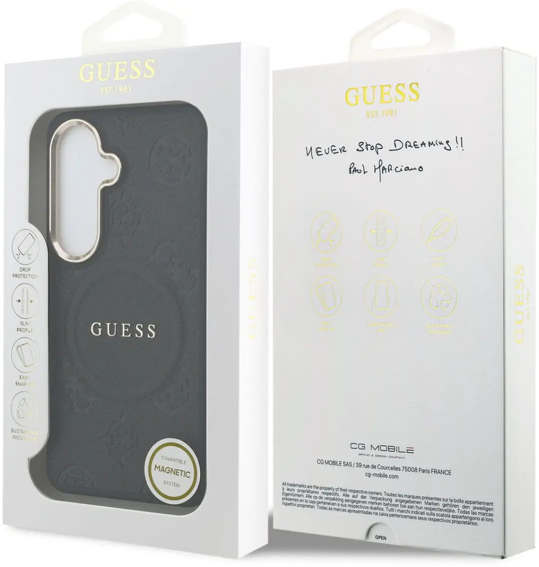 Guess Hoesje Galaxy S26 Peony Hot Stamp - MagSafe - Zwart