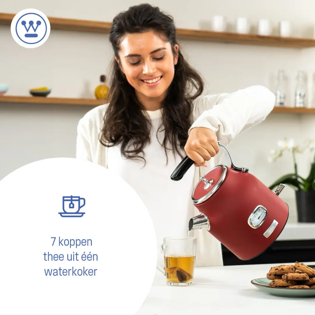 Westinghouse Retro 2-delige Set - Waterkoker 1,7L + Filterkoffiezetapparaat - Rood