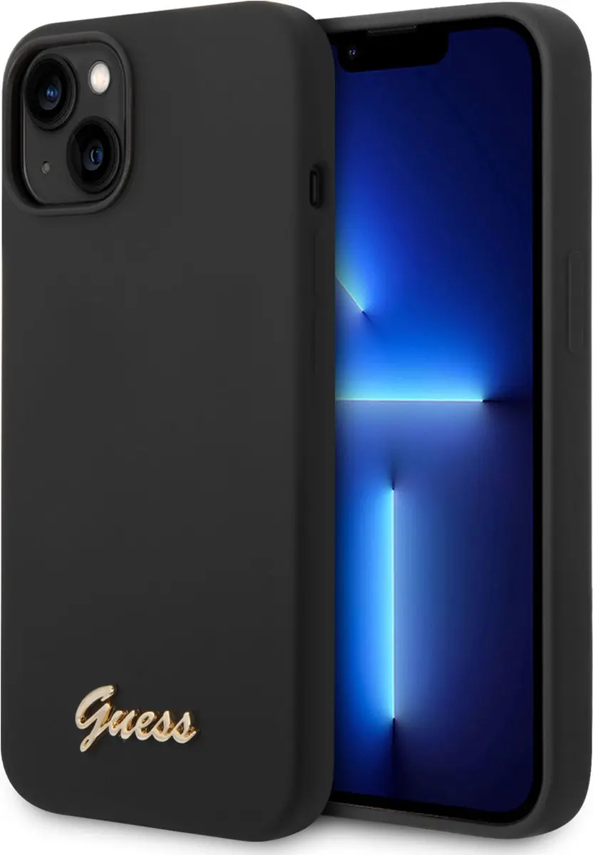 GUESS Silicone Retro Back Case - iPhone 14 Plus - Zwart