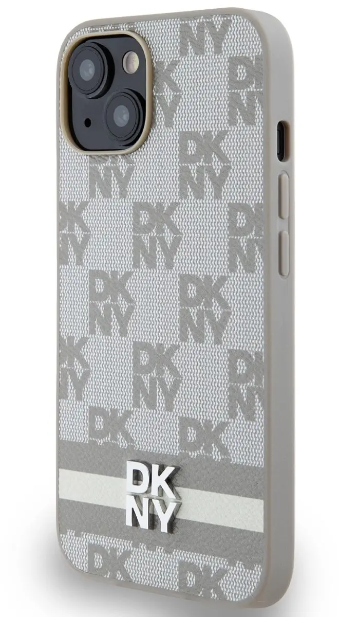 DKNY Checkered Printed Stripe Back Case - iPhone 15 - Beige - afbeelding 6 van 6